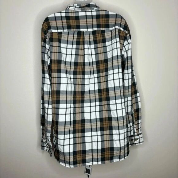North Face Long Sleeve Casual Button Down Tan Grey White size medium men’s plaid - Picture 3 of 8